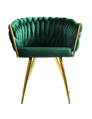 Sillón KING, metal dorado, tapizado velvet verde oscuro
