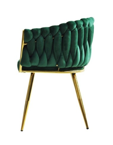 Sillón KING, metal dorado, tapizado velvet verde oscuro