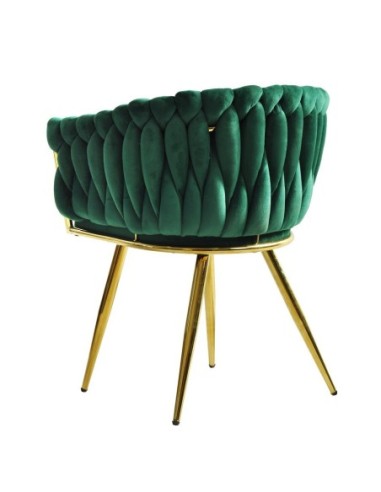 Sillón KING, metal dorado, tapizado velvet verde oscuro