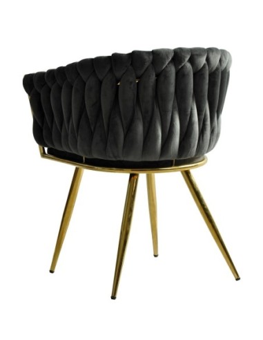 Sillón KING, metal dorado, tapizado velvet gris oscuro