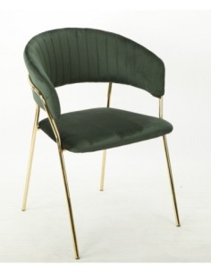 Sillón KEFRÉN NEW, metal dorado, tapizado velvet verde oscuro
