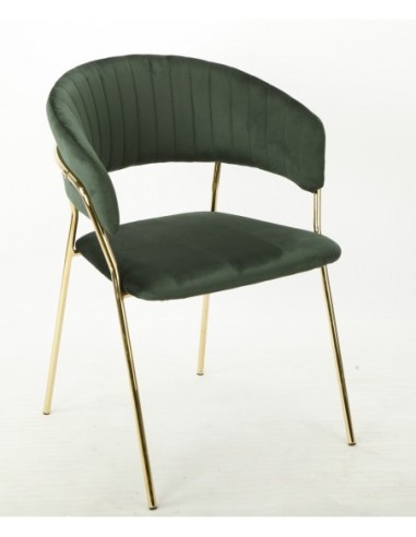 Sillón KEFRÉN NEW, metal dorado, tapizado velvet verde oscuro