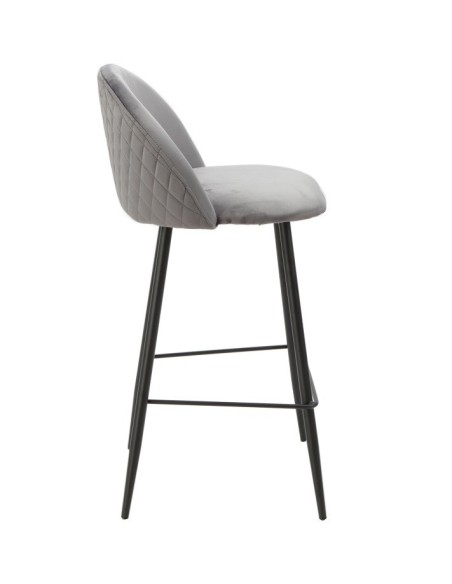 Taburete MAGDA NEW, metal, tapizado velvet gris