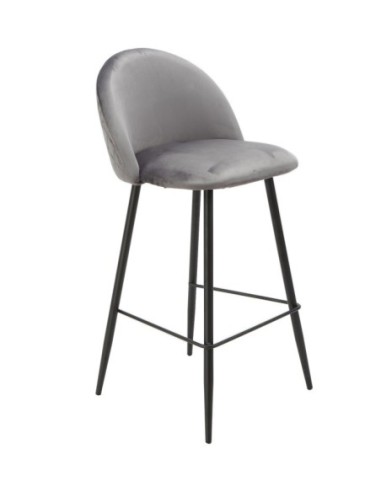 Taburete MAGDA NEW, metal, tapizado velvet gris