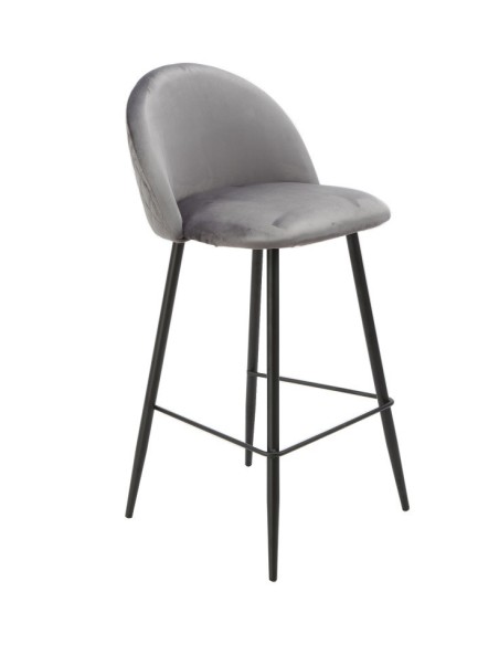 Taburete MAGDA NEW, metal, tapizado velvet gris