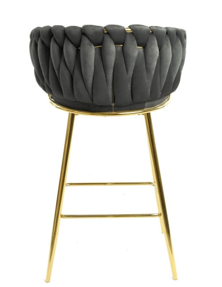Taburete KING, metal, cromado dorado, tapizado velvet gris oscuro