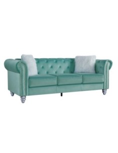 Sofá CHESTER STYLE, 3 plazas, tapizado velvet verde agua 58