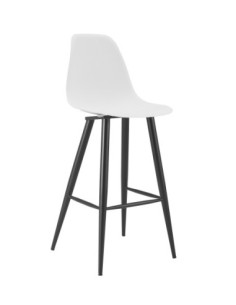 Taburete CLUNY, metal epoxi negro, polipropileno blanco