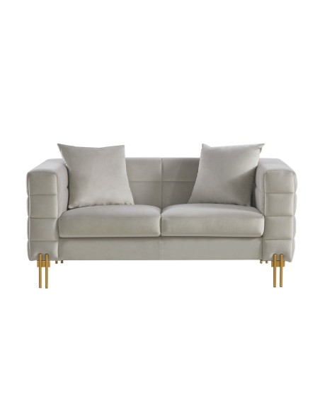 Sofá LARIOS, 2 plazas, tejido velvet gris claro 25