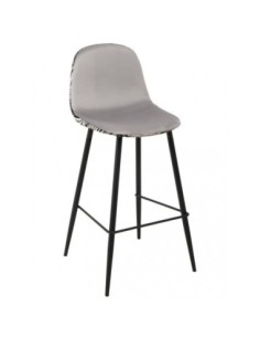 Taburete HORUS NEW, metal, tapizado velvet gris con trasera floral a juego 2