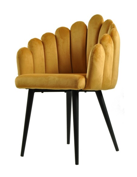 Sillón DEVIN, metal, tapizado velvet amarillo