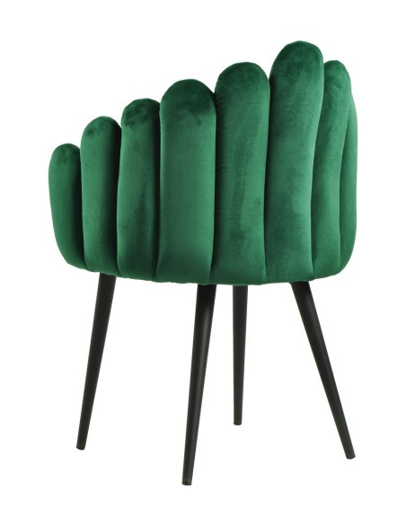 Sillón DEVIN, metal, tapizado velvet verde oscuro