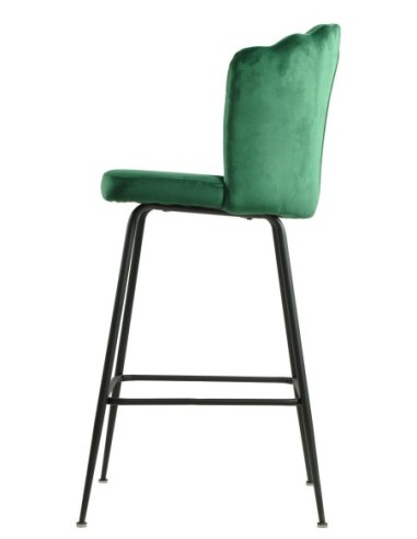 Taburete DEVIN, metal, tapizado velvet verde oscuro