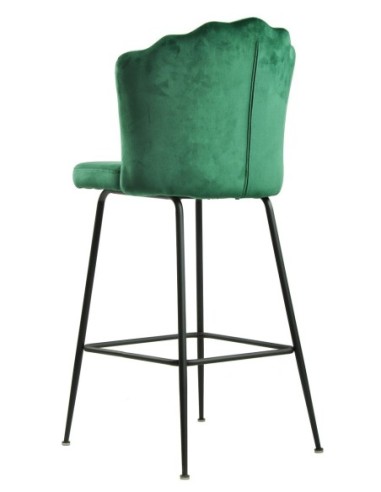 Taburete DEVIN, metal, tapizado velvet verde oscuro