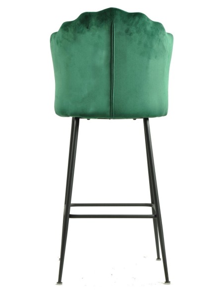 Taburete DEVIN, metal, tapizado velvet verde oscuro