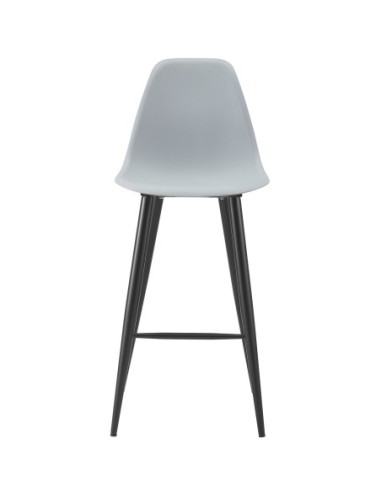 Taburete CLUNY, metal epoxi negro, polipropileno gris