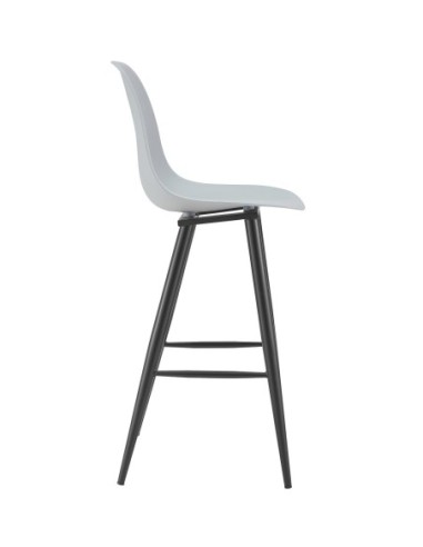 Taburete CLUNY, metal epoxi negro, polipropileno gris