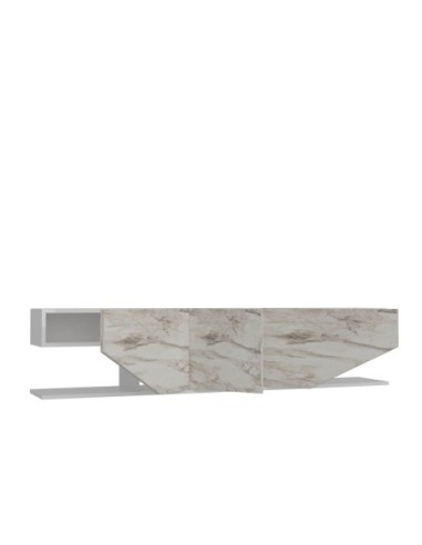 Mueble de TV VIOLET, biIaminado mármol blanco, 180 cms.