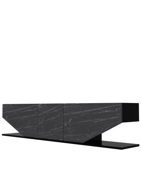 Mueble de TV VIOLET, biIaminado mármol negro, 180 cms.