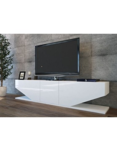 Mueble de TV VIOLET, biIaminado blanco brillo, 180 cms.