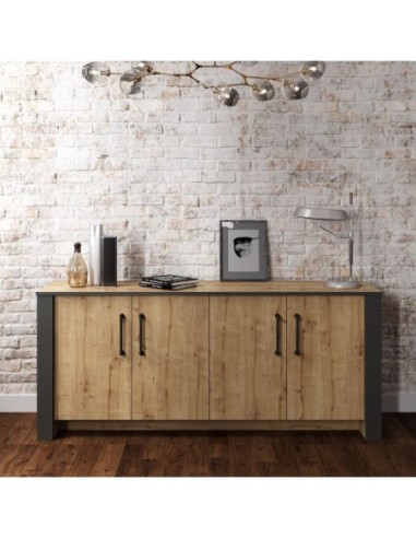 Aparador PHILIPPA, biIaminado roble con gris oscuro, 180 cms.