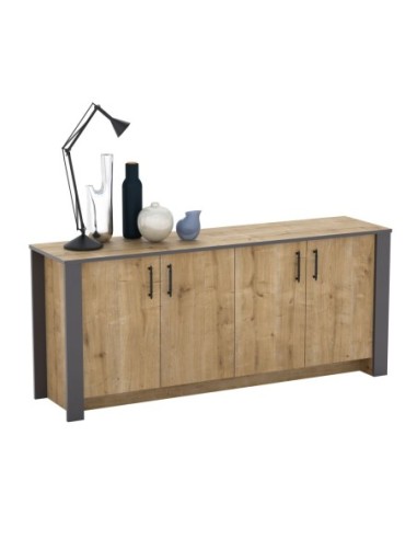 Aparador PHILIPPA, biIaminado roble con gris oscuro, 180 cms.