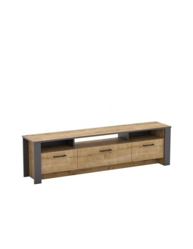 Mueble de TV PHILIPPA, biIaminado roble con gris oscuro, 180 cms.
