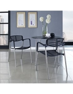 Sillón ALBENIZ, cromado, polipropileno negro