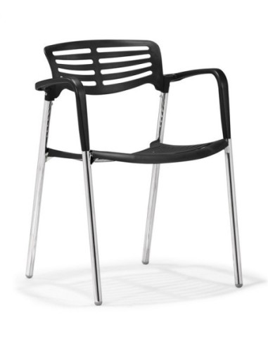 Sillón ALBENIZ, cromado, polipropileno negro