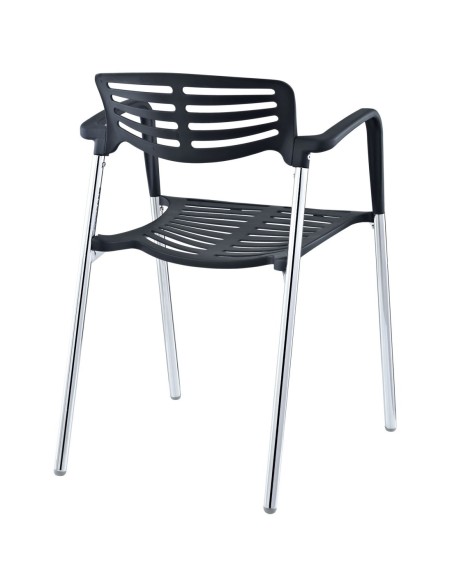 Sillón ALBENIZ, cromado, polipropileno negro