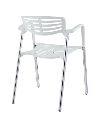 Sillón ALBENIZ, cromado, polipropileno blanco