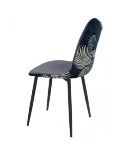Silla HORUS NEW, metal, tapizado velvet gris con trasera floral a juego