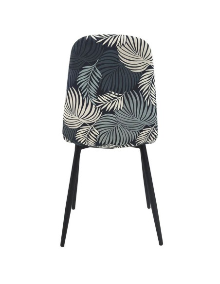Silla HORUS NEW, metal, tapizado velvet gris con trasera floral a juego