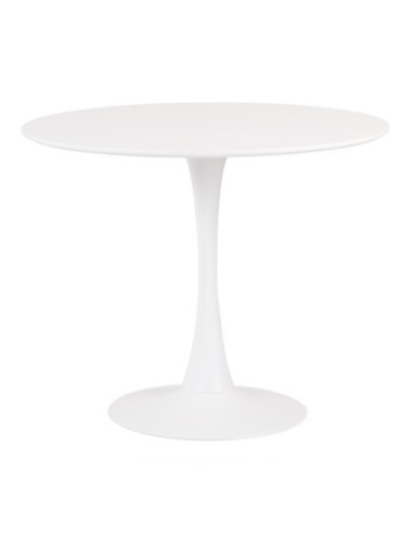 Mesa TUL (SU), base de metal, tapa lacada blanca, 90 cms de diámetro