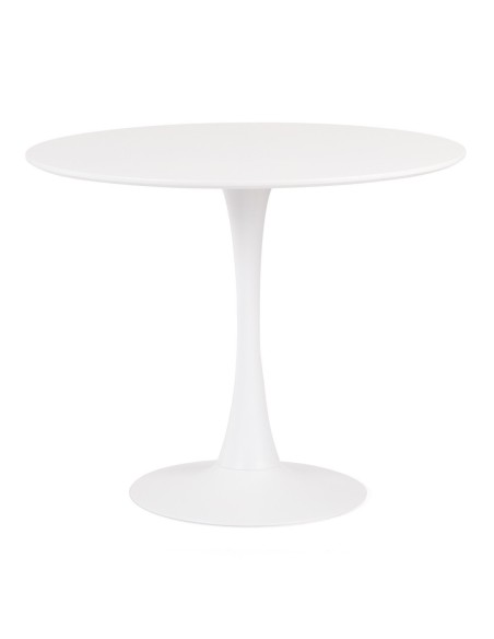 Mesa TUL (SU), base de metal, tapa lacada blanca, 90 cms de diámetro