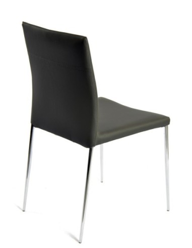 Silla INMA, apilable, metal, similpiel negra