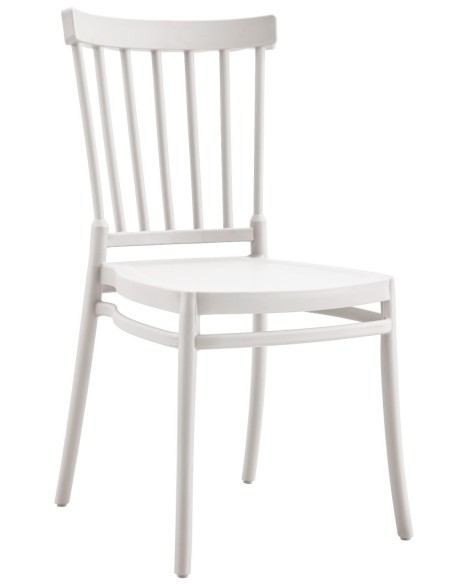 Silla MILOS NEW, apilable, tratamiento anti UV, polipropileno blanco