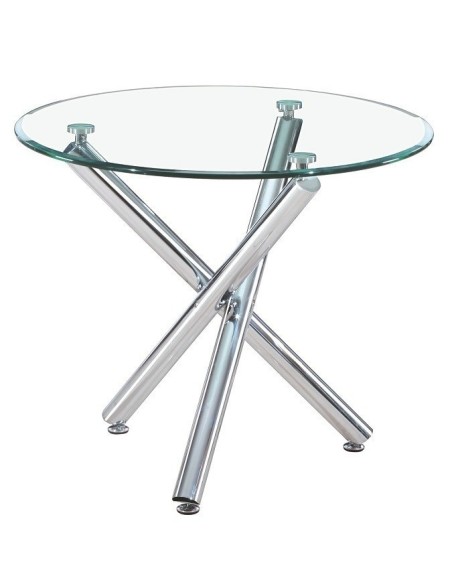 Mesa DESIREE NEW, cromada, cristal, 90 cms diámetro
