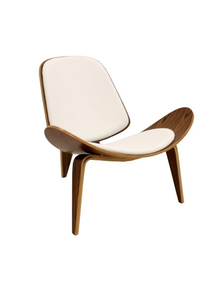 Sillón NORDIC (R), palo rosa, similpiel blanca