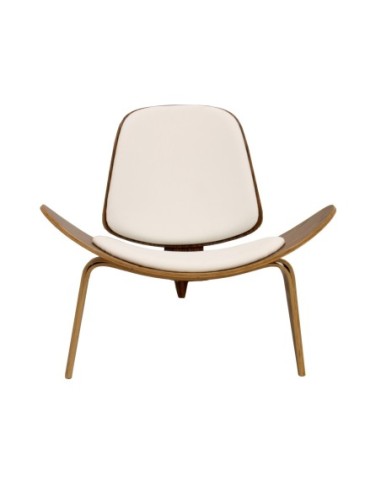 Sillón NORDIC (R), palo rosa, similpiel blanca