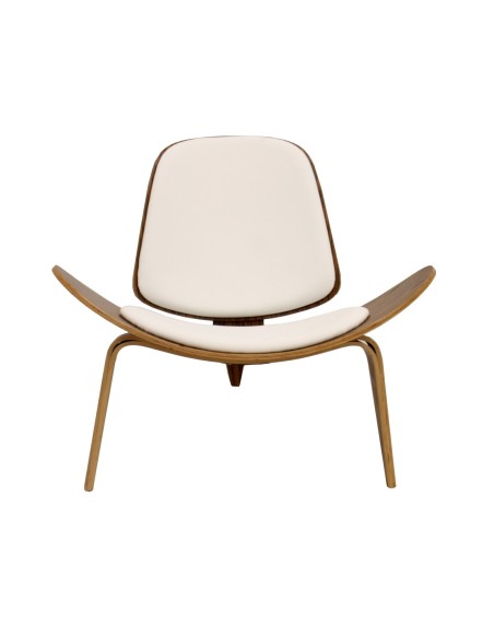 Sillón NORDIC (R), palo rosa, similpiel blanca