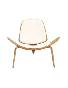 Sillón NORDIC (R), fresno, similpiel blanca 2