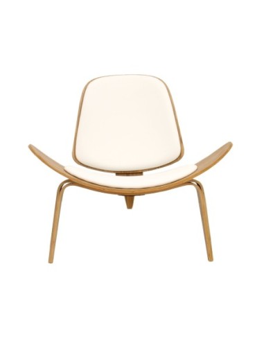 Sillón NORDIC (R), fresno, similpiel blanca