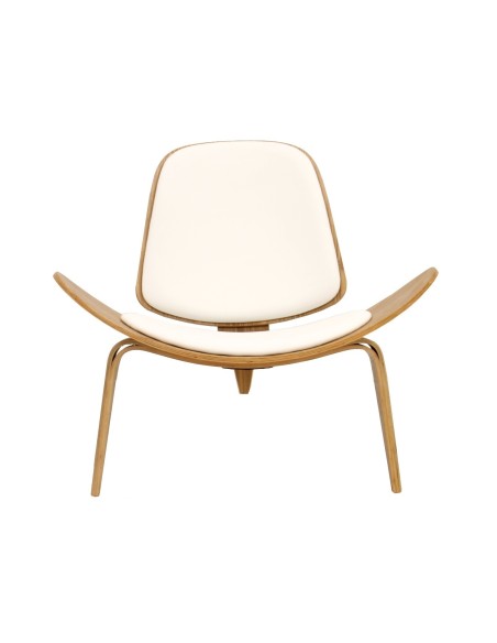 Sillón NORDIC (R), fresno, similpiel blanca