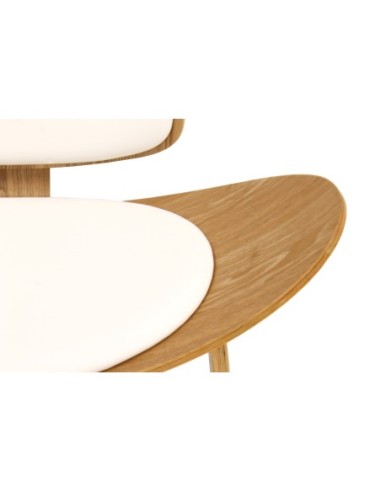 Sillón NORDIC (R), fresno, similpiel blanca