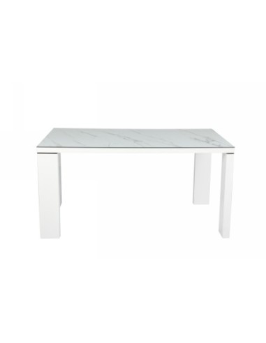 Mesa ROYAL, lacada blanca, cristal ceramico, 150 x 90 cms