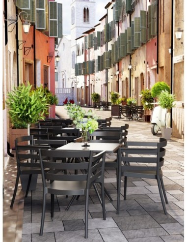 Sillón SALERNO, apilable, polipropileno gris pálido