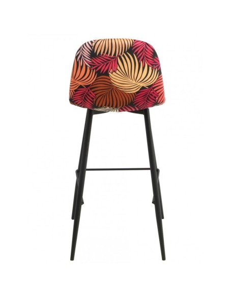 Taburete HORUS NEW, metal, tapizado velvet amarillo con trasera floral a juego