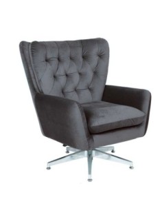 Sillón BÉCQUER, giratorio, regulable, tapizado velvet gris