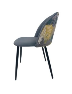 Silla PALM GREY, metal, tapizado velvet gris con trasera palm